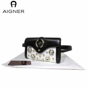 アイグナー ブティック AIGNER ショルダーバッグ 160477-028 レザー フィオレンティーナ ラインストーン ベルトバッグ ウェストポーチ FI