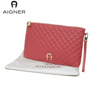 ●ギャラ無し● アイグナー ブティック AIGNER ポーチ 163126-406 レザー キルティング ガルダ ストラップ付き ポーチ Garda / Dusty Ros