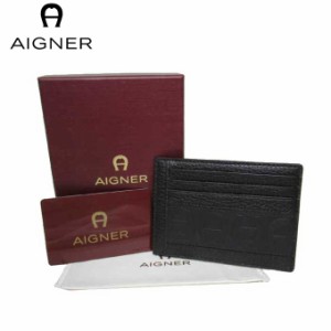 アイグナー ブティック AIGNER カードケース 150091-007 レザー ロゴ マチなし マルチ カードケース Logo / Black メンズ レディース