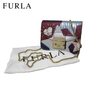 フルラ FURLA ブティック ショルダーバッグ 978161 レザー プリント ミニ ポシェット / チェーン ショルダー METROPOLIS / TONI BLU+CILI