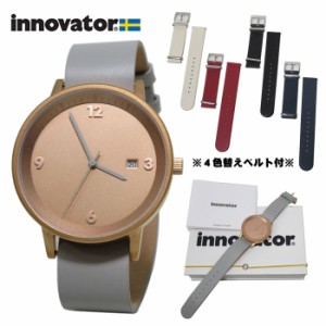 イノベーター 時計 腕時計 innovator Bald ボールド レザーベルト クォーツ / 電池式 IN-0001-0 (グレー系)　レディース 【!!4色交換専用