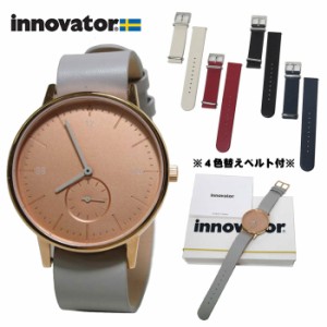 イノベーター 時計 腕時計 innovator Moderna モダン レザーベルト クォーツ / 電池式 IN-0002-0 (グレー系)　レディース 【!!4色交換専