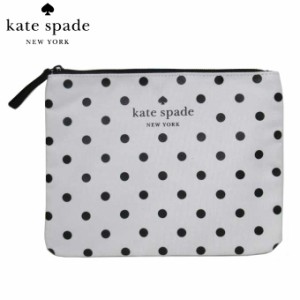 ●非売品!!ノベルティー!!レアアイテム!!● ケイトスペード ポーチ kate spade ドット 水玉柄 フラットポーチ ホワイト系×ブラック レデ