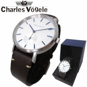 シャルルホーゲル 腕時計 Charles vogele クオーツ レザーベルト ラウンド 円形 V0720 S02 (金具：シルバー系×ダークブラウン系) アクセ