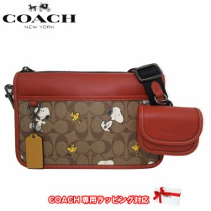 コーチ バッグ ショルダーバッグ COACH ピーナッツ × コーチ シグネチャー スヌーピー ウッドストック ミニポーチ付き ヘリテージ コン