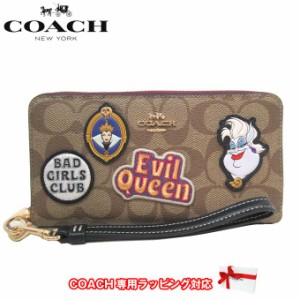 コーチ 財布 長財布 COACH ディズニー×コーチ ヴィランズ モチーフ PVC シグネチャー パッチ ストラップ付き ラウンドファスナー CC336 