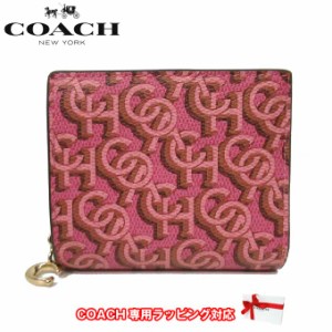 コーチ 財布 二つ折り(小銭入れあり) COACH スナップ ウォレット・シグネチャー モノグラム プリント PVC ミニ財布 CF522 IMROU(ルージュ