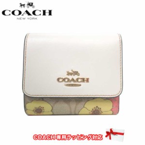 コーチ 財布 三つ折り財布 COACH シグネチャー フローラル クラスター プリント スモール トライフォールド ウォレット CH719 IMOT4(ライ