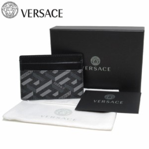 ヴェルサーチェ カードケース メンズ DPN2467 1A01974 5B050(ブラック) PVC ラ グレカ柄 VERSACE　 