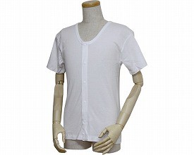 肌着 メンズ 紳士前開き半袖シャツ プラスチックホック式 Mサイズ Lサイズ 白色 43213 ウエル