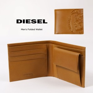 ディーゼル 二つ折り財布 メンズ 本革 ミニ財布 ブランド DIESEL 折り畳み フラップ レザーウォレット 大人 シンプル 小銭入れ カード ポ