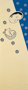 踊り衣裳【注染 長尺手拭 ろ印】青・黒×ベージュ 取り寄せ商品 「日本の踊り」掲載 和雑貨 和風小物 てぬぐい 祭