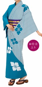 踊り衣裳【お仕立上り浴衣 大印 本絵羽ゆかた】白×青緑 取り寄せ商品 「日本の踊り」掲載 踊り絵羽 稽古 習い事