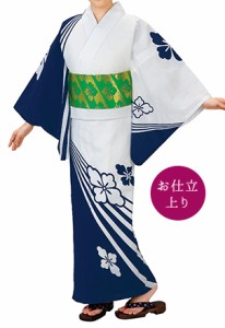 踊り衣裳【お仕立上り浴衣 大印 本絵羽ゆかた】白×濃紺 取り寄せ商品 「日本の踊り」掲載 踊り絵羽 稽古 習い事