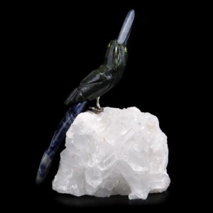 天然石 鳥 置き物 オーナメント 宝石鳥 インコ インド翡翠 ソーダライト オウム 水晶 クラスター 原石 パワーストーン 彫刻 彫り物 天然