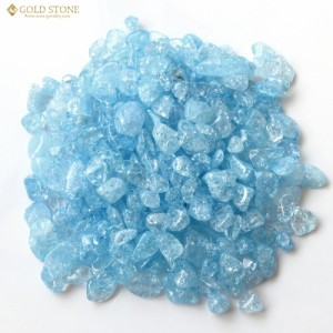 クラックレインボー水晶（爆裂水晶） ブルー(水色)カラー 高品質 さざれ石 100g