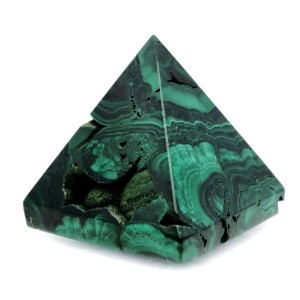 マラカイト ピラミッド 置き物 コンゴ産 1点もの 天然石 パワーストーン 孔雀石 Malachite 約34 x 33mm