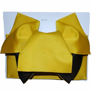 【日本製】シンプル２色 だらり 浴衣 作り帯 結び帯 黄×黒