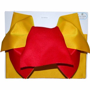 【日本製】シンプル２色 だらり 浴衣 作り帯 結び帯 黄×赤