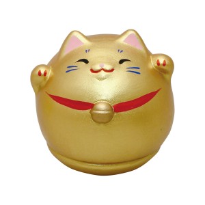 ゆらゆら満丸福 金猫 陶器 なごみ 和雑貨 かわいい 置物 