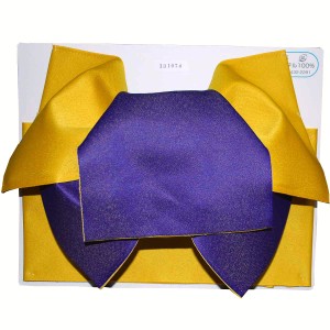 【日本製】シンプル２色 だらり 浴衣 作り帯 結び帯 黄×紫
