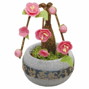 季節の鉢植え ミニ 3月 桃 手作りちりめん細工 和雑貨 置物 春の風物詩 インテリア 装飾 季節の飾り 京都発