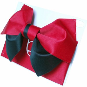京都・西陣 日本製シンプル２色 浴衣帯 作り帯 結び帯 赤×黒 付帯 レディース 女性用