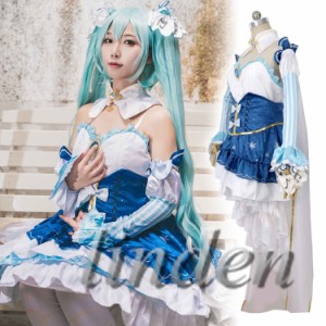 [linden]  即納 VOCALOID 氷雪初音ミク はつね みく 2019 snow miku 雪ミク 風 コスプレ コスチューム 変装 仮装 cosplay イベント