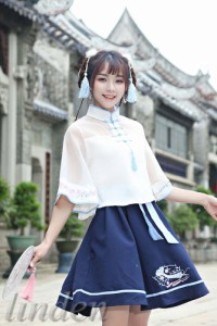 漢服 普段着 唐装 刺繍 女性 女の子 レディース ロリ スカート コス服 中華服 写真撮影 古風 コスプレ 仮装 学園祭 可愛い おしゃれ 春夏