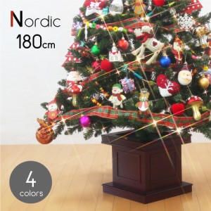 クリスマスツリー おしゃれ 北欧 180cm 高級 ウッドベースツリー LED付き オーナメントセット ツリー スリム ornament Xmas tree Nordic 