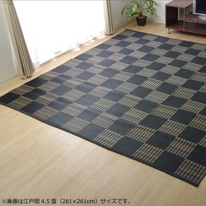 洗える PPカーペット 『ウィード』 ブラック 江戸間6畳(約261×352cm) 2116906【メーカー直送】代引き・銀行振込前払い・同梱不可