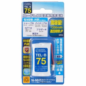 OHM コードレス電話機用充電池 高容量タイプ TEL-B75