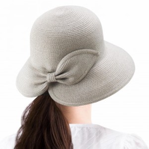 ブレードハット ハーフリボン グレー UVカット 帽子 洗える レディース 紫外線カット