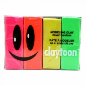 MODELING CLAY(モデリングクレイ) claytoon(クレイトーン) カラー油粘土 4色組(ネオン) 1Pound 3個セット |b03