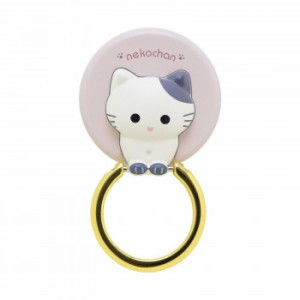 ねこちゃんのスマホリング しろくろ RING-NEKO05 |b03