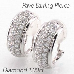 ダイヤモンド イヤリング レディース クリップ ゴールド 18k ピアス パヴェ 1.00ct 18金 K18