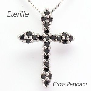 クロス ネックレス レディース ダイヤモンド プラチナ 900 ペンダント 十字架 ブラック