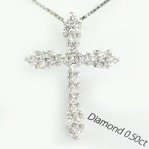 クロス ネックレス レディース ダイヤモンド プラチナ 900 ペンダント 十字架