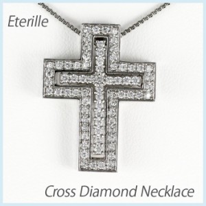 メンズ ネックレス クロス プラチナ 900 ダイヤモンド ペンダント 十字架