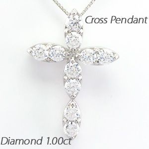 クロス ネックレス レディース ダイヤモンド プラチナ 900 ペンダント 十字架 マーキス