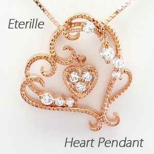 ハート ネックレス ダイヤモンド ゴールド 18k ペンダント フラワー 花 揺レル 18金