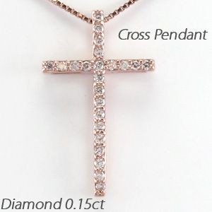 クロス ネックレス レディース ダイヤモンド ゴールド 18k ペンダント 十字架 シンプル 18金