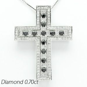 クロス ネックレス レディース ダイヤモンド プラチナ 900 ペンダント 十字架 アンティーク ブラック