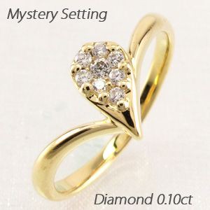 ダイヤモンド リング 指輪 ゴールド 18k ドロップ ツユ 18金 K18 YG