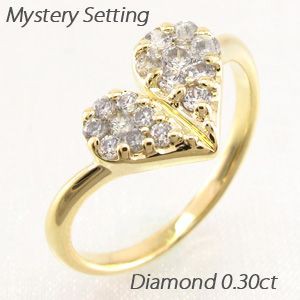 ハート リング レディース ダイヤモンド ゴールド 18k 18金 K18 YG