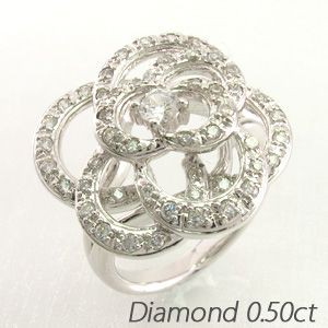 リング 指輪 レディース ゴールド 18k ダイヤモンド フラワー バラ ローズ 薔薇 18金 K18 0.50ct