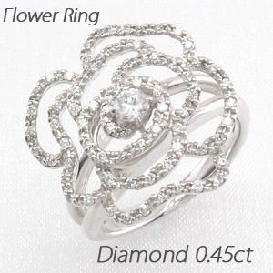 リング 指輪 レディース ゴールド 18k ダイヤモンド バラ 薔薇 ローズ フラワー 18金 K18