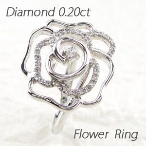 リング 指輪 レディース ゴールド 18k ダイヤモンド バラ 薔薇 ローズ フラワー 18金 K18