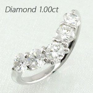 エタニティリング ダイヤモンド ハーフ 指輪 V字 Vライン 5石 プラチナ 900