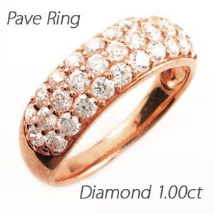 パヴェリング レディース ダイヤモンド ゴールド 18k 1.00ct 18金 K18 PG